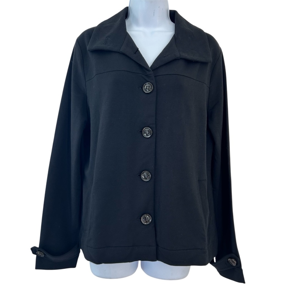 Talbots Vtg Jersey Knit Black Button-Up Lightweight Jacket Size M New Deadstock